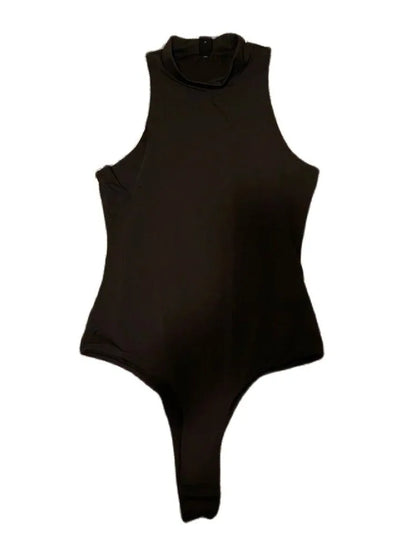 Women's Sexy Slim Fit High Neck Sleeveless Jumpsuit Solid Color Spicy Summer Fashion for Trendy Ladies