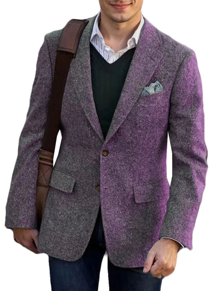 Vintage Winter Tweed Suits Brown Tweed Men Suits With Patch Design Costume Homme Smart Business Formal Wedding Suits 1 Pieces