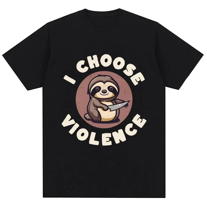I Choose Violence T Shirt Funny Duck Humor Slogan Short Sleeve T-shirts Men Women 100% Cotton Loose Oversized T-shirt Streetwear