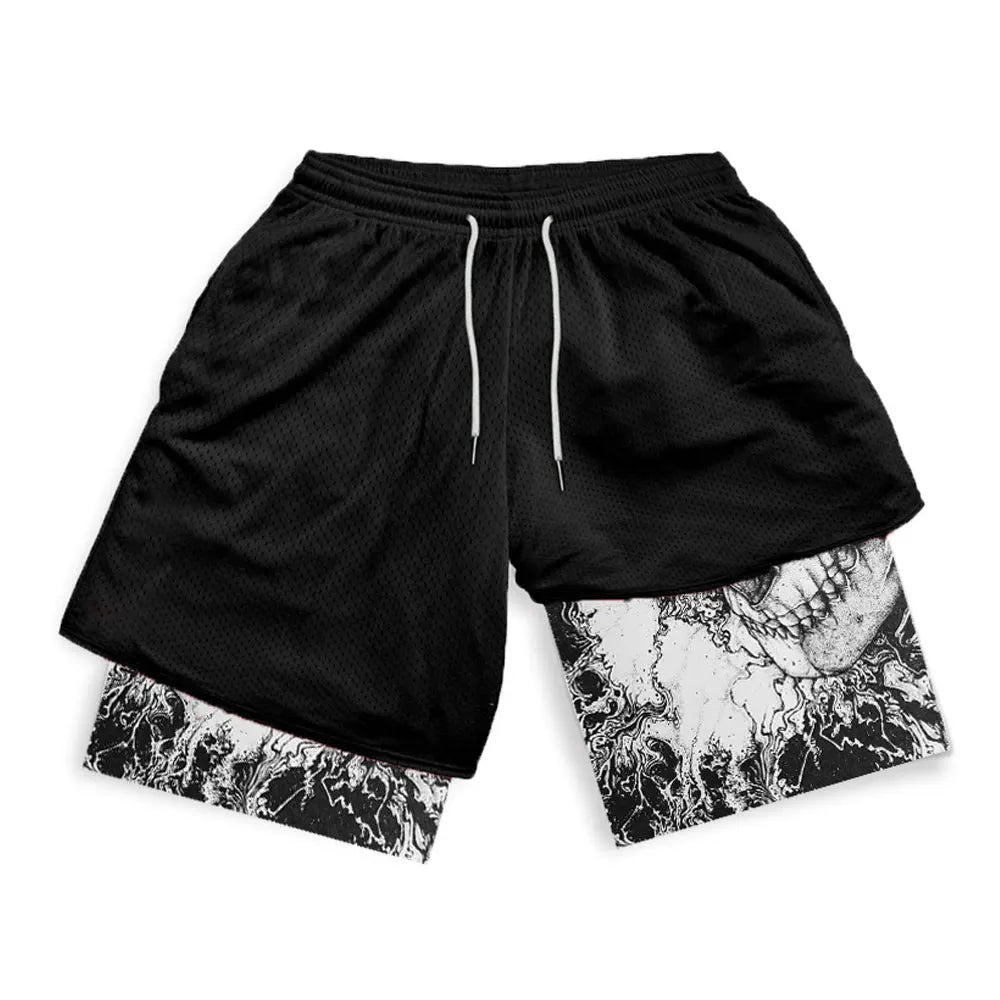 Y2K Summer Men Streetwear Anime Berserk Oversize Active Athletic Gym Short Pants Training Fitness Workout Track Shorts Clothes