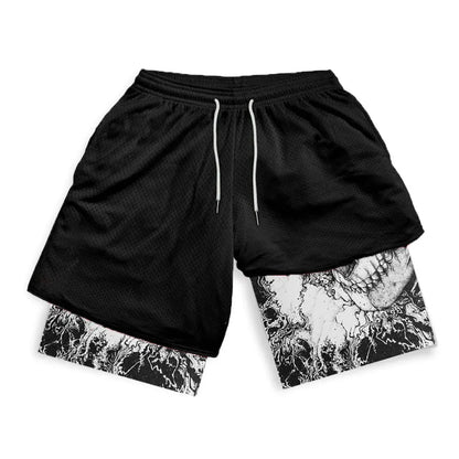 Y2K Summer Men Streetwear Anime Berserk Oversize Active Athletic Gym Short Pants Training Fitness Workout Track Shorts Clothes