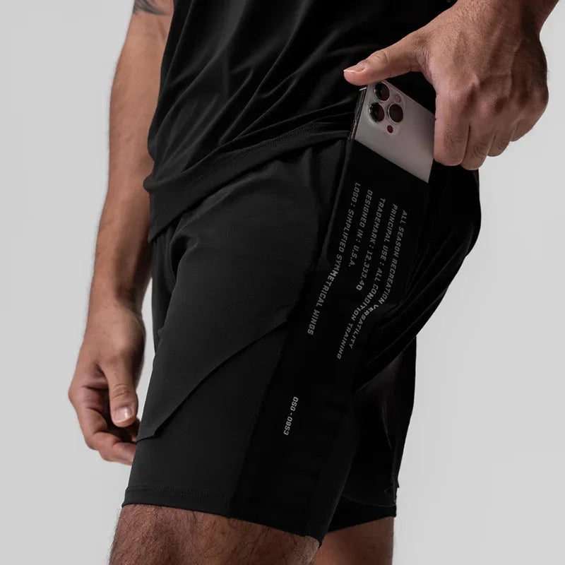 Men's Gym Shorts 2 in 1 Quick Dry Running Shorts Basketball Jogger Summer Fitness Workout Short Pants Bodybuilding Activewear