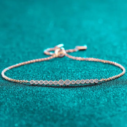 D VVS1 All Moissanite Bracelets for Women 0.24ct Round Lab Diamond GRA S925 Sterling Silver Plated 18k Dainty Bracelet