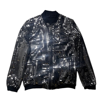 Men's Fashionable and Personalized Silver Sequin Jacket Summer New Ball Performance Suit Jacket Hip-hop Fashion Street Wear