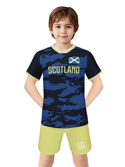 Custom Scotland Soccer Jersey Kids Football Kit Personalized Name Number Youth Team Uniform Quick-Drying Sportswear 3-14Y