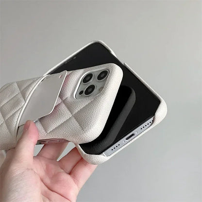 Crossbody Lanyard Wallet Phone Case For iPhone 15 14 13 16 Pro Max Card Holder Necklace Chain Luxury  Leather ( NO LOGO)