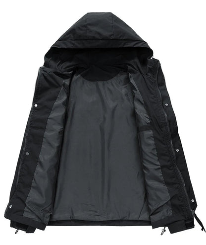 Windbreakers Men Hooded Jacket Zipper Coat Cargo Waterproof Black Bomber Camping Loose Thin Softshell Hooded Hiking Jacket