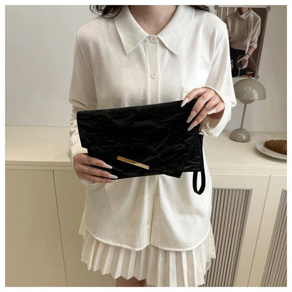 Fashion Women Clutch Soft PU Leather Solid Color Evelope Bag Wristlet Bags Female Small Handbags Day Clutches Evening Party Bags