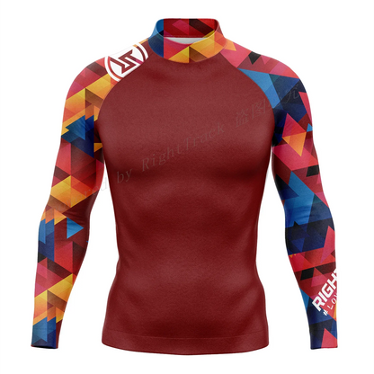 RT Rashguard Snorkeling Color Block Long Sleeve Surf Shirt UV Protection Swimwear UPF Summer Diving Sunscreen Beachwear