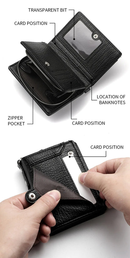 1pc Men's New Multifunctional Wallet, Large Capacity Credit Card Bag, PU Purse With Chain Strap