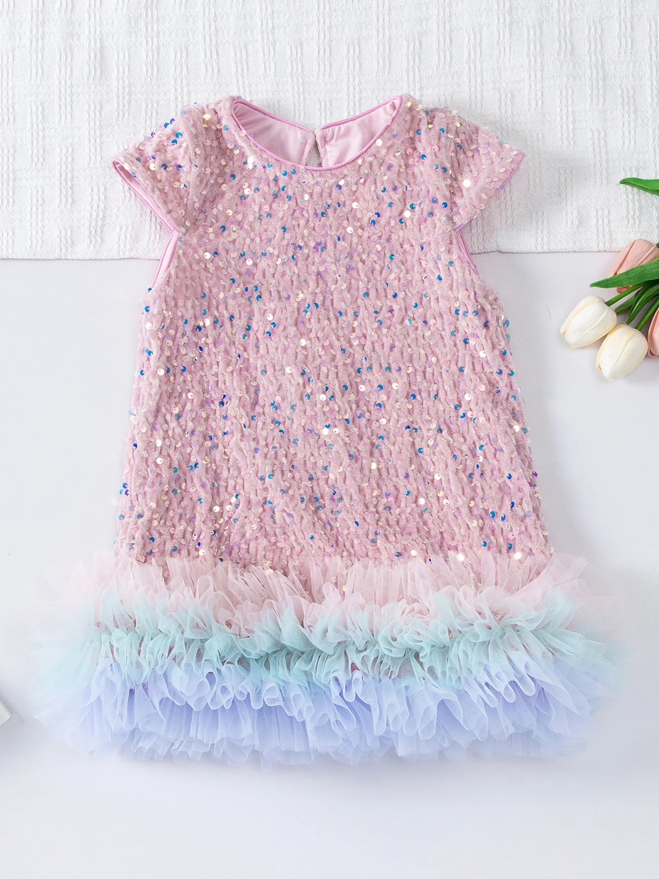 Girls Halloween Sequined Vest Skirt Princess TuTu Dress Children's Birthday Party Christmas Fluffy Dress Mesh Skirt Dresses L465