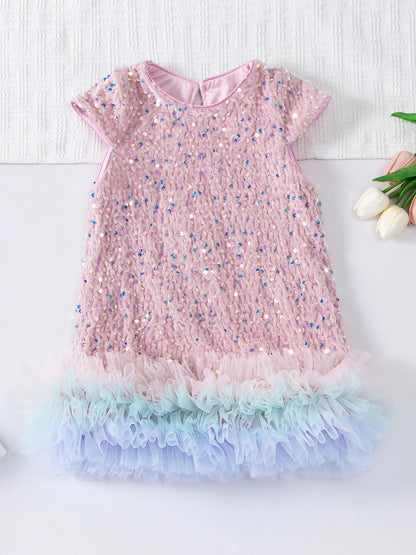 Girls Halloween Sequined Vest Skirt Princess TuTu Dress Children's Birthday Party Christmas Fluffy Dress Mesh Skirt Dresses L465
