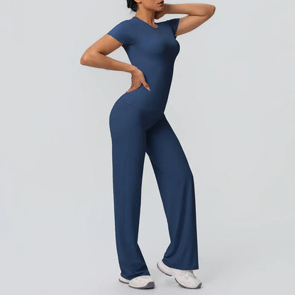 Fitness Sports Workout Yoga Set for Women Naked Feel Slim Casual Workout Top T-Shirt Quick Drying Push Up Running Pants Yoga Set