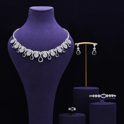 Bridal Zirconia Full Jewelry Set for Ladies Party Luxury Dubai Nigeria CZ Crystal Wedding Necklace Set