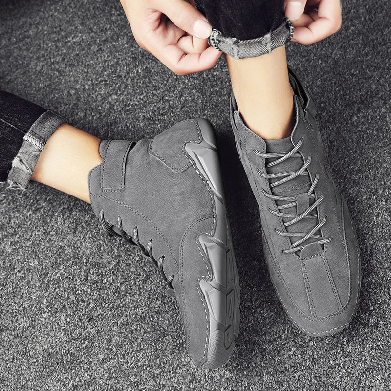 Winter Men Boots Suede Leather With Fur Ankle Boots Men Leisure Boots Keep Warm Western Boots Men Casual Sneakers Bota Masculina