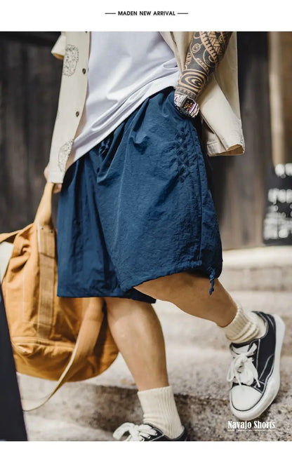 Casual Navajo Embroidered Shorts Loose Fit Beach Thin Pants with Elastic Waist Pockets Cargo Short for Men's Summer Bottom