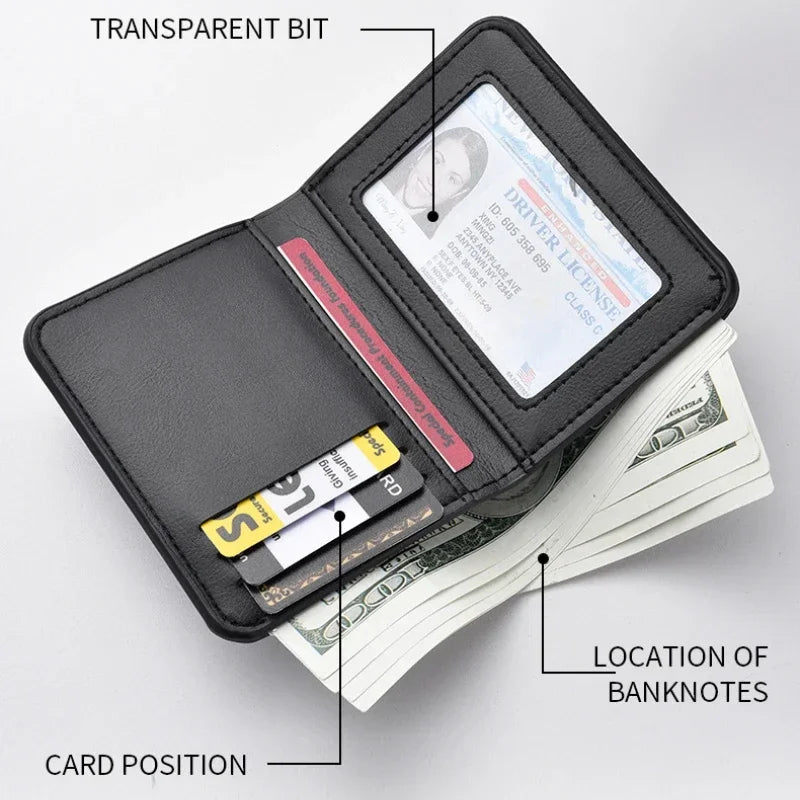 1Pc New Ultra-thin Mini Soft PU Leather Credit Card Wallet Holder Short Vertical High Quality Men's Small Short Wallets Purse