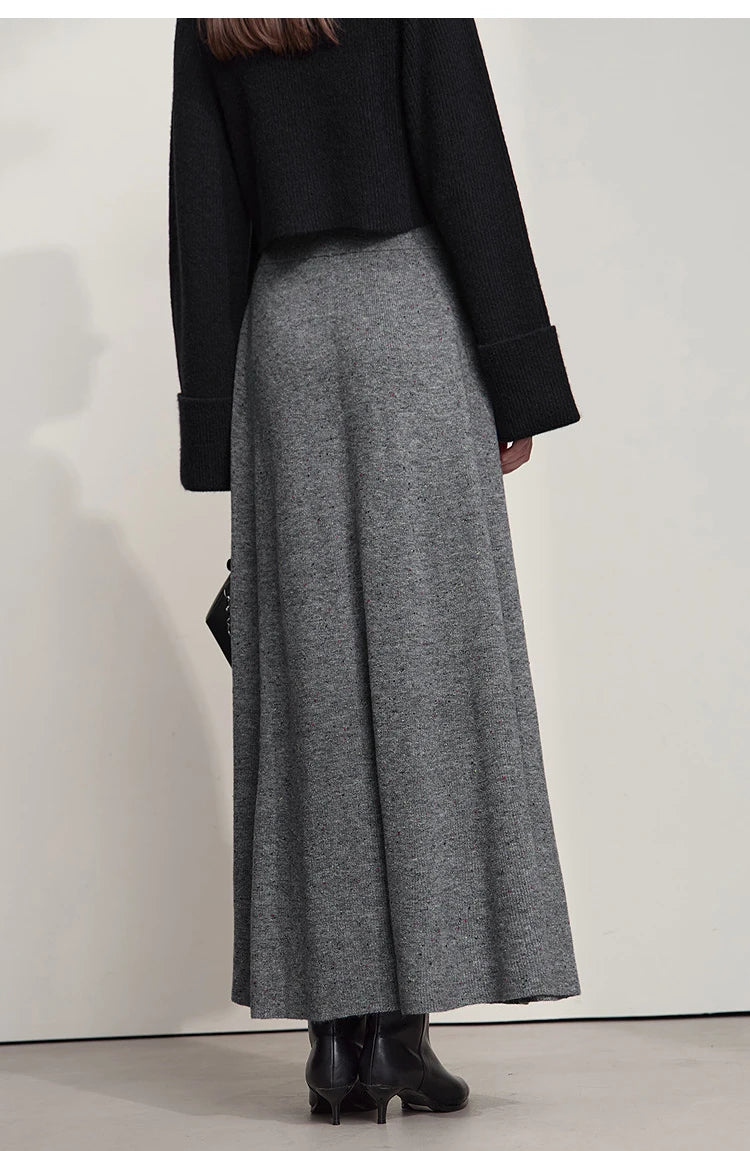 Knitted Skirts For Women 2025 Spring New Gentle A-line Long Skirt Loose Solid Color Elegant Versatile Woman Clothes12553045