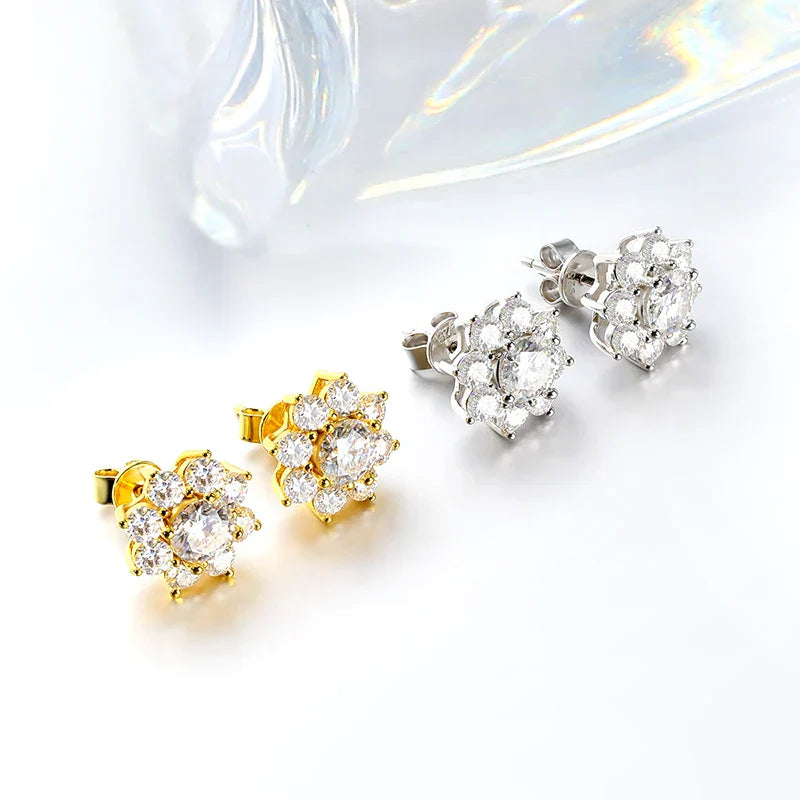 Luxury Sunflower 2.8-5.8cttw Full D Color Moissanite Drop Earrings for Women S925 GRA Certified Diamond Tassel Earring Gift