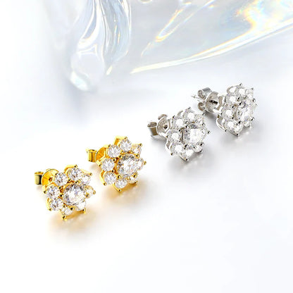 Luxury 35-39cttw D Color Gradient Full Moissanite Sunflower Tennis Necklace for Women S925 Silver All Diamond Neck Chain