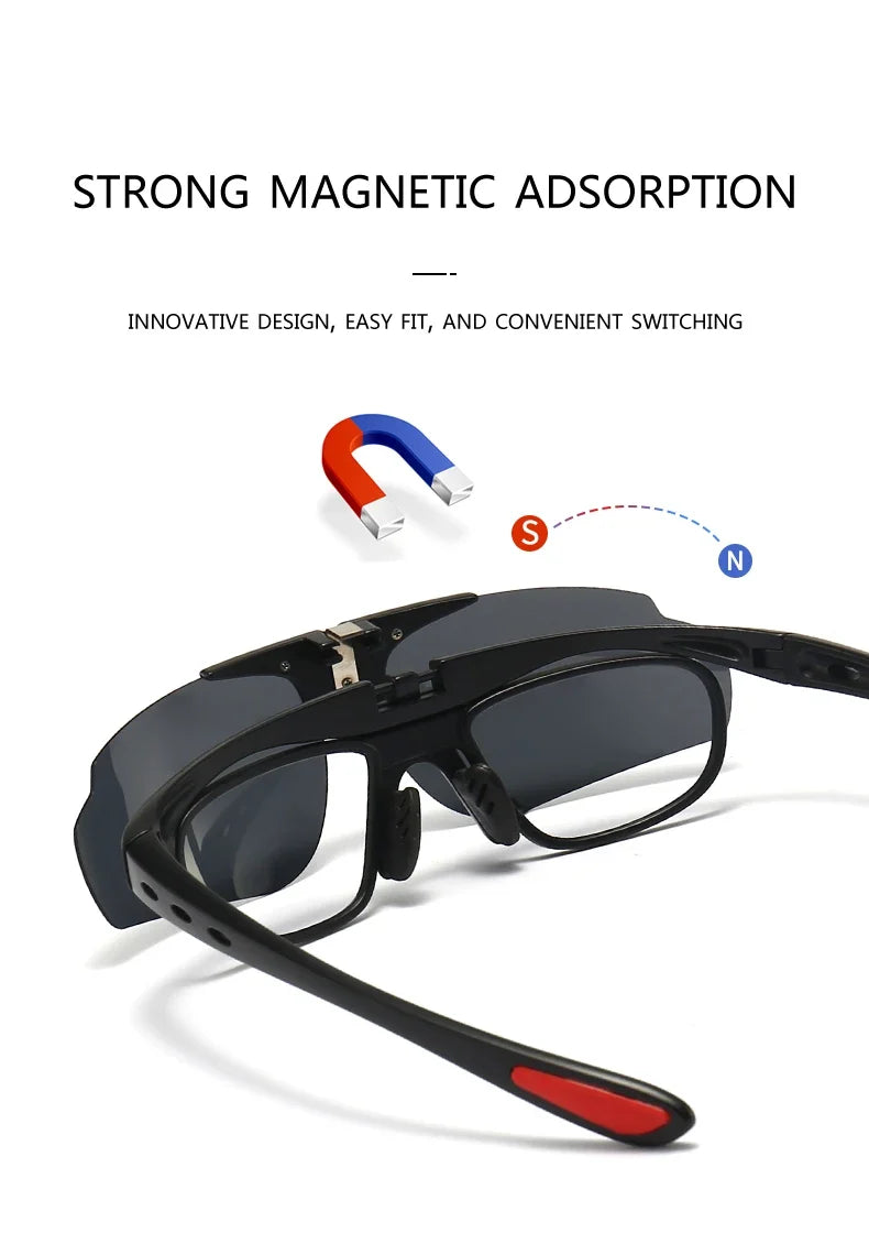 Cycling 4 In 1 Sets Polarized Clip On Sun Glasses Eyeglasses TR90 Magnetic Sunglasses Men Glasses Frame UV400 Anti-Glare