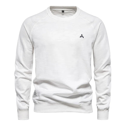 Brand Quality Mens Cotton Blend Crew Neck Sweatshirt Casual Sport Pullover Solid Embroidery Sweatshirts for Men