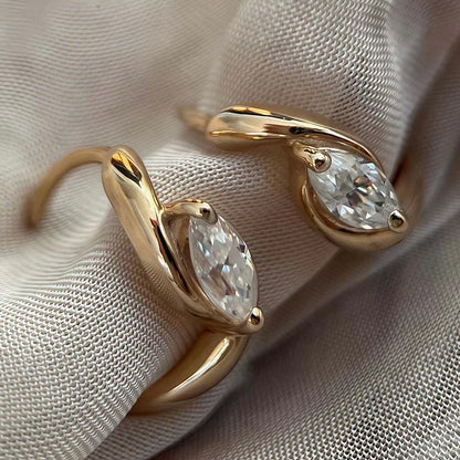 0.4 Carat Marquise Cut Moissanite Diamond Huggies Hoop Earrings with Certificates 925 Sterling Silver Drop Earring for Women Men