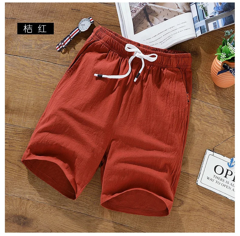 Men's Solid Gym Shorts Summer Outdoor Breathable Sports Shorts Plus Size Drawstring Casual Shorts Male