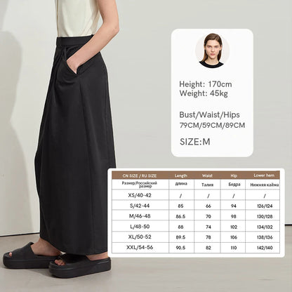 Minimalism 2025 New Long Skirts For Women Summer Vocation Black Pleated Elegant Office Lady Commuting Loose Skirt 12542102