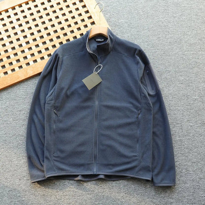 Outdoor Lightweight Fleece Sweatshirt Jacket Men's Zipper Closure Stand Collar Technical Fabric Comfortable Youth Fashion