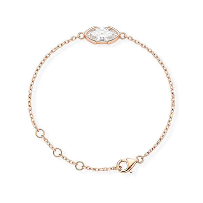 1CT D Color Marquise Cut Moissanite Bracelets for Women Adjustable Chain Birthday Gift 100% Real Pure 925 Silver Jewelry
