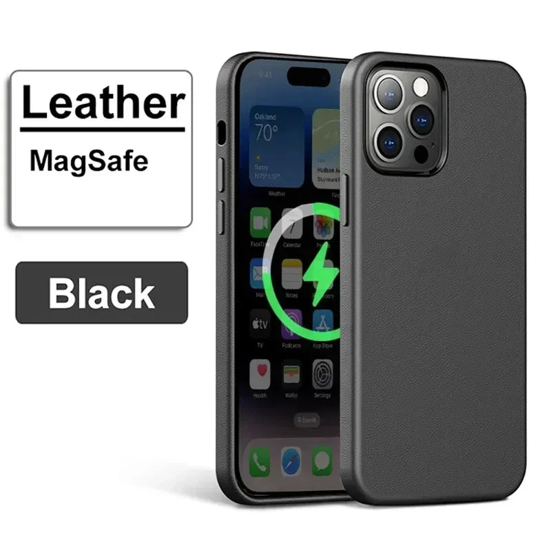 جراب جلد مغناطيسي فاخر لهاتف Apple iPhone 17 Pro Max 16 13 12 14 15 Plus غطاء MacSafe رسمي لهاتف Magsafe i Phone Etui