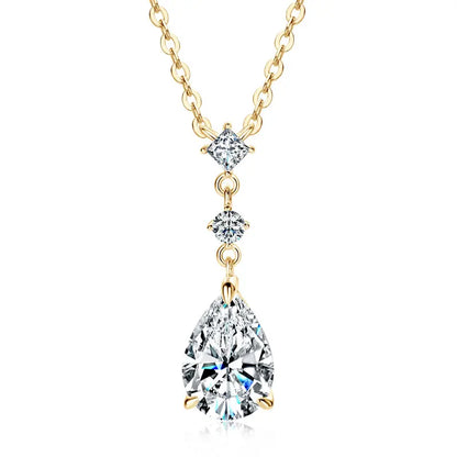 Exquisite 7x10mm Pear Cut Moissanite Pendant Necklace With Certificate for Women 925 Sterling Silver Chains Jewerly Gift