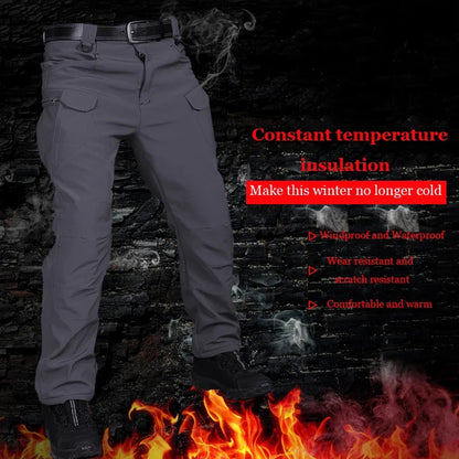 2024 City Cargo Pants Men Winter Tactical Fleece Sharkskin Warm Trousers Outdoor Waterproof Multi-Pocket Climbing Trekking Pants