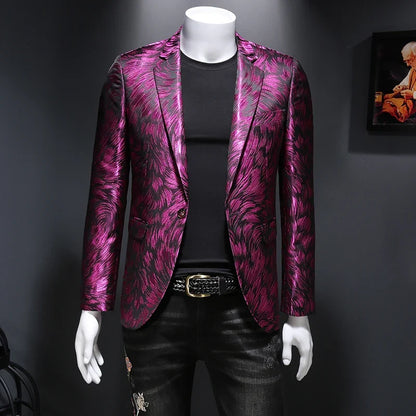 Spring Luxury Embroidery Men Blazers New Men Gold Yarn Casual Suit Jacket Stage Dress High Quality Wedding Business Bleazer Man