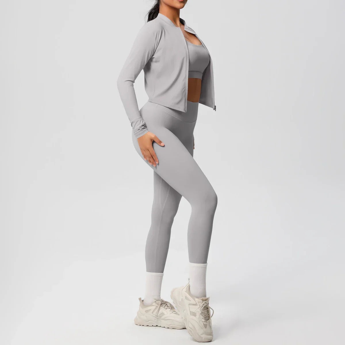 3pcs Sportswear Yoga Set Gym Sports Bra Zipper Jacket Leggings Clothes Sportswear Yoga Suits For Women Fitness Set Tracksuit