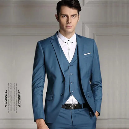Blazers Pants Vest New Fashion Men Business Casual Suits / Male Solid Color Three Piece Sets Jacket Coat Trousers Waistcoat