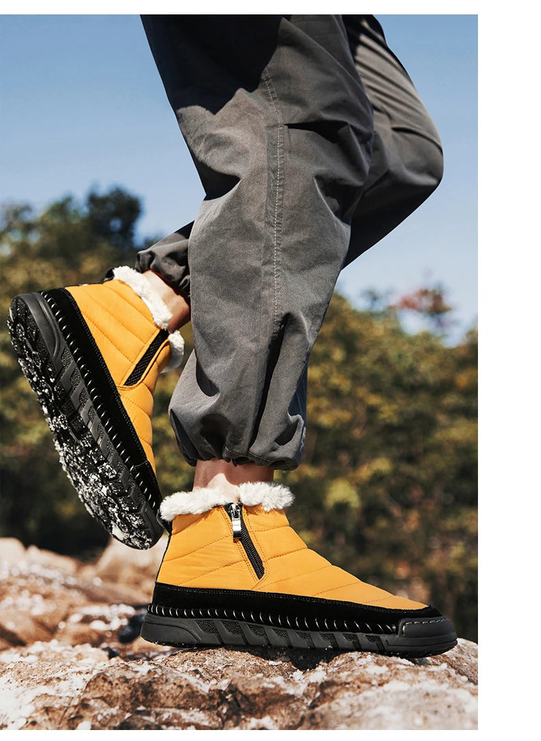New Fashion Men's Boots Winter Plush Men Snow Boots Warm Fur Ankle Boots Outdoor Non-slip Sneakers Winter Casual  Boots Size 46