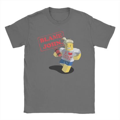 Shedletsky Blame John Forsaken Gaming T Shirts Meme 100% Cotton Tops Men Women Short Sleeve Tee Shirt Graphic Printed T-Shirts