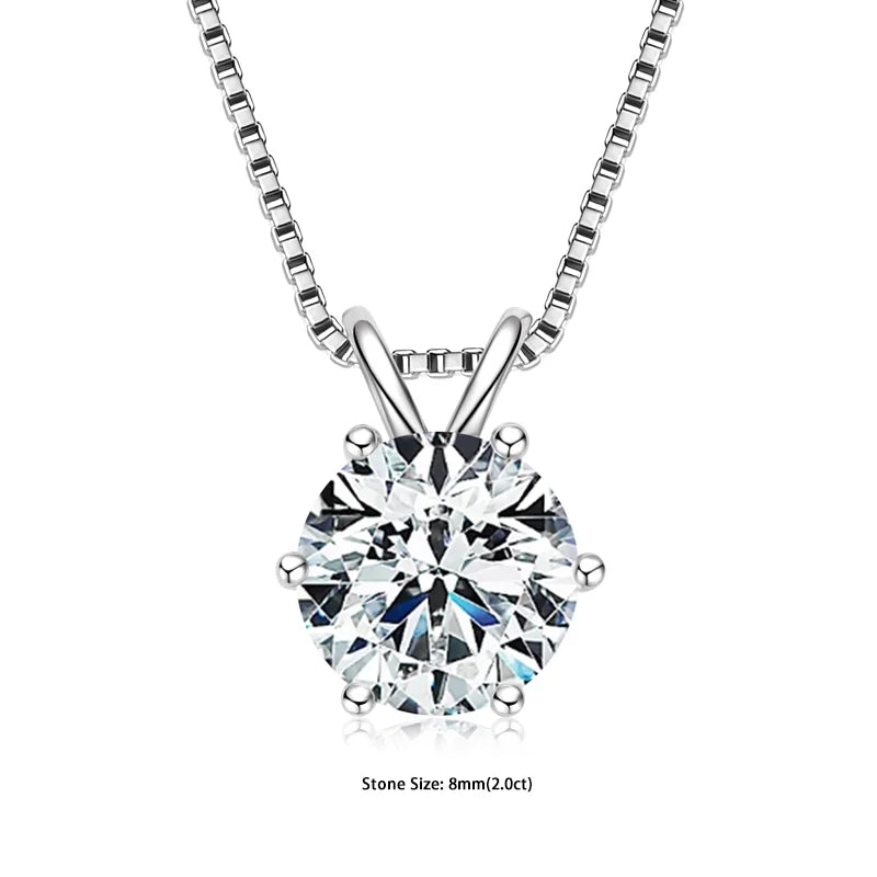 GRA Certified Multi-size Round Moissanite Pendant Necklaces For Women 925 Sterling Silver Solitaire Chain Jewellry Gift