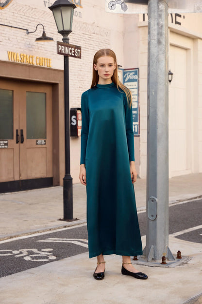 AP Women 2026 Autumn and Winter Modal Shirt and O Neck Acetate Satin Maxi Dress Lurex Cardigan High Quality Lady Clothing
