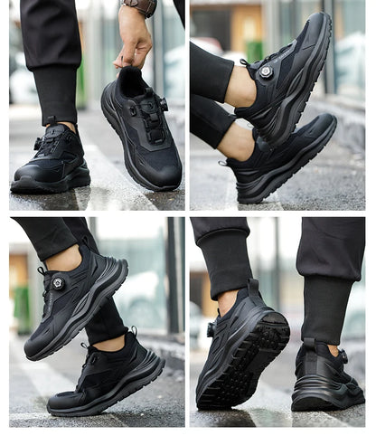 Large Size 48 Men's Summer Safety Shoes Rotating Button Work Sneakers Steel Toe Shoes Puncture-Proof Protection Shoes Security