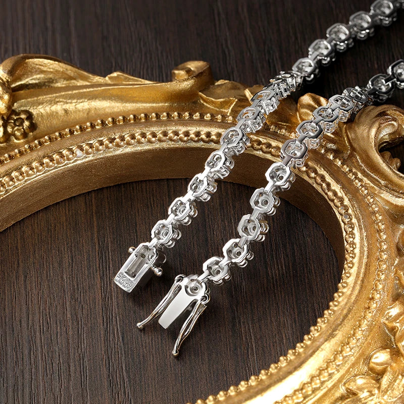 7.5 - 12.81ct D VVS1 Moissanite Tennis Necklaces for Women GRA Certified 925 Sterling Silver Plated 18k Flower Necklace