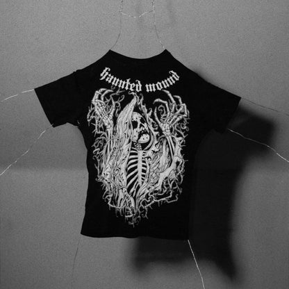 Y2K Gothic T Shirt Haunted Mound Ghost Skull Pattern Streetwear Men Women Harajuku Hip Hop Vintage Unisex Cotton Short Sleeve