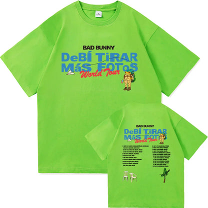 Bad Bunny DTMF World Tour 2025-2026 TShirt Men/women Clothing Vintage Harajuku High Quality Clothes Cotton TShirts for Fans Gift