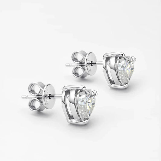 925 Sterling Silver 6.5*6.5mm Heart Moissanite Diamond Women Ear Studs Earrings Wedding Engagement Fine Jewelry Wholesale