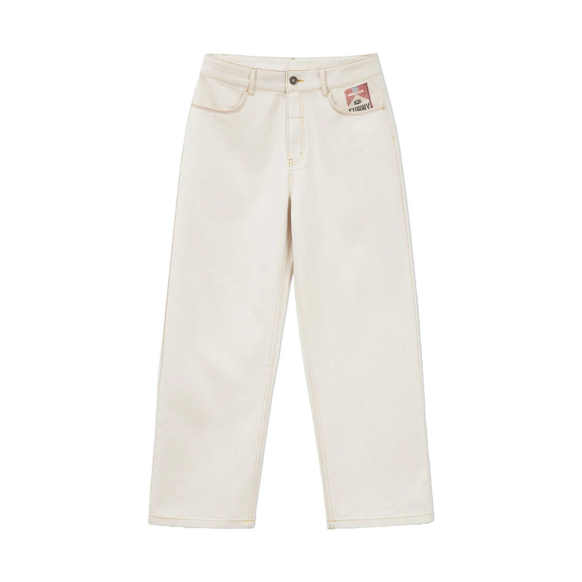 Men's Vintage Heavyweight Washed White Jeans Straight 100% Cotton CleanFit Casual Pants with Zip Fly for Spring and Autumn