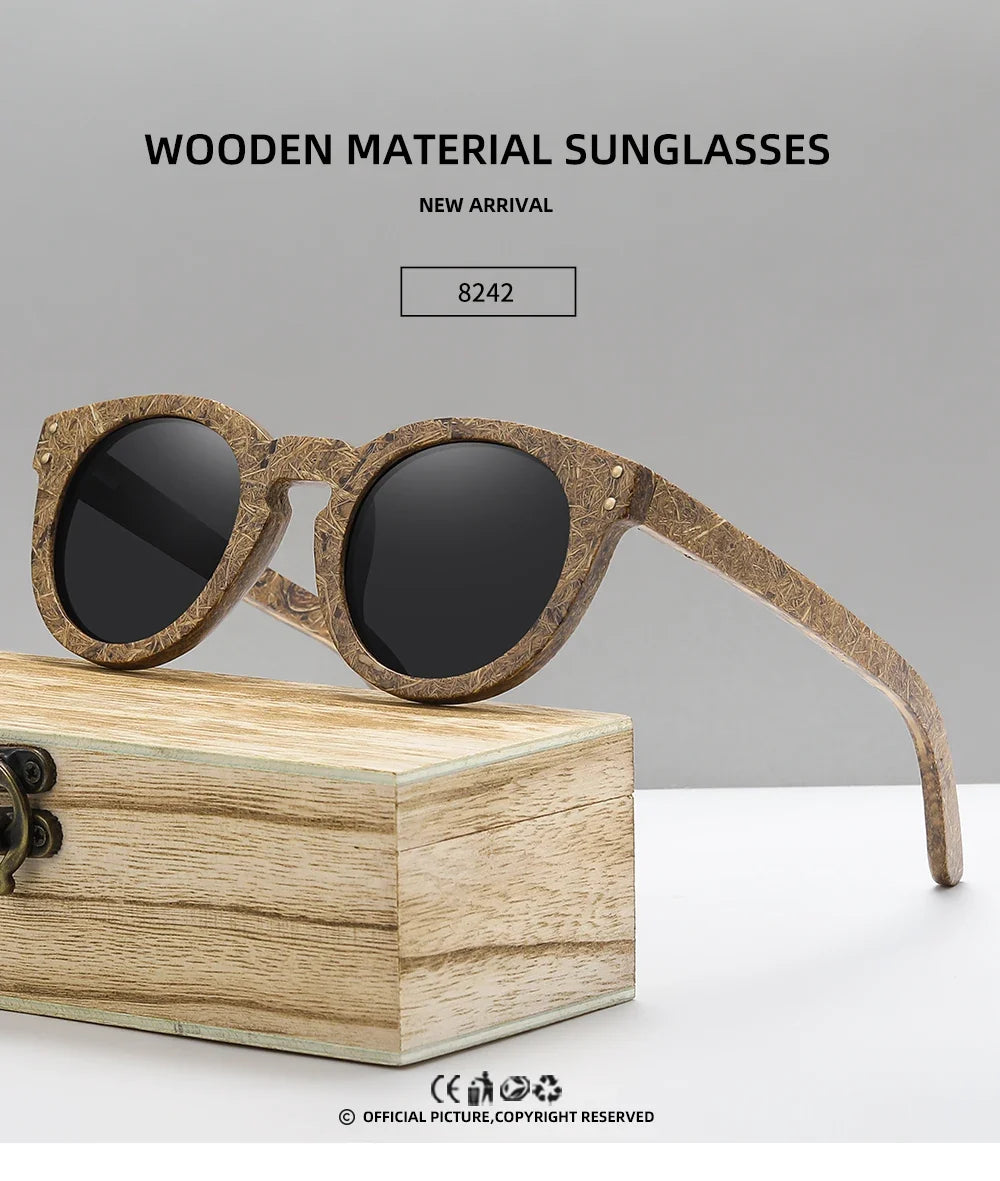 Brand coconut fiber sunglasses Eco-friendly  new wood,made  polarized UV400 protection natural degradation glasses 8242