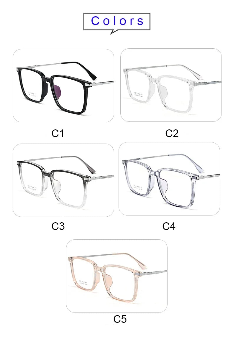 Men's Classic Titanium Square Frames Anti-Blue Light Reading Glasses Men Myopia Hyperopia Customizable Prescription 5042X