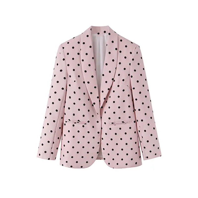 2026 Spring Chic Women Blazer Polka Dot Single Breasted Long Sleeve Blazer New Fashion Office Lady Blazers